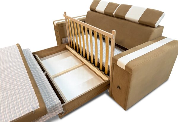 Nowoczesna Sofa KESLER I, podświetlenie + 2 x pufy, ruchome zagłówki