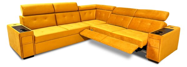 Narożnik Tulum 270x270 z funkcją spania i RELAX – Barki, Gniazdka, Półki