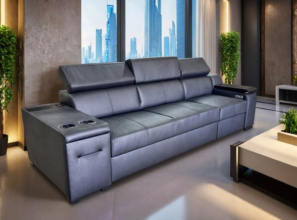 Sofa inifinity XI z funkcja spania, barek, skóra naturalna