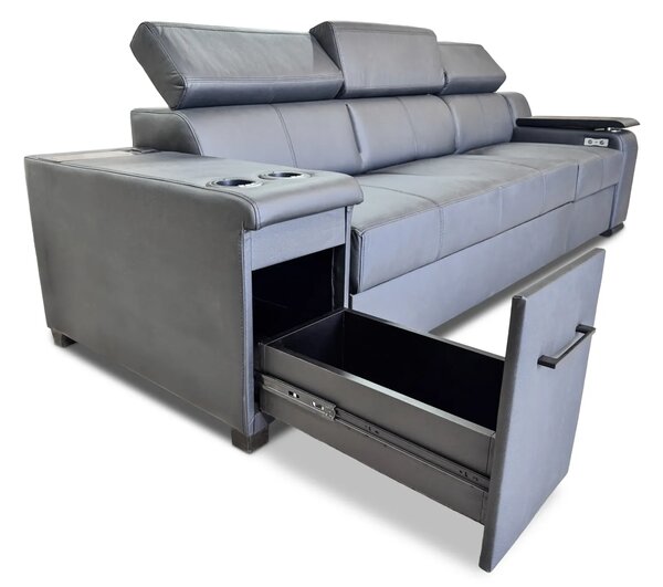 Sofa inifinity XI z funkcja spania, barek, skóra naturalna