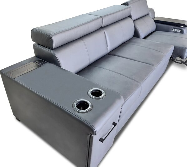 Sofa inifinity XI z funkcja spania, barek, skóra naturalna