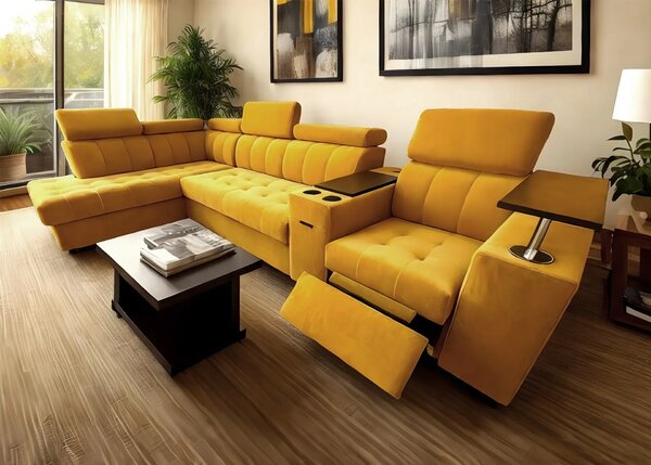 Narożnik, kanapa narożna 370/210 cm Dream z relaxem elektrycznym