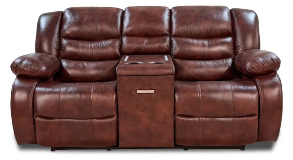 Sofa Borys funkcja relax elektryczna z barkiem skóra naturalna 200 cm