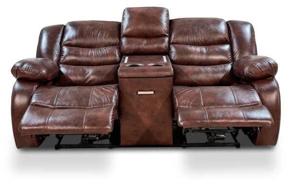 Sofa Borys funkcja relax elektryczna z barkiem skóra naturalna 200 cm