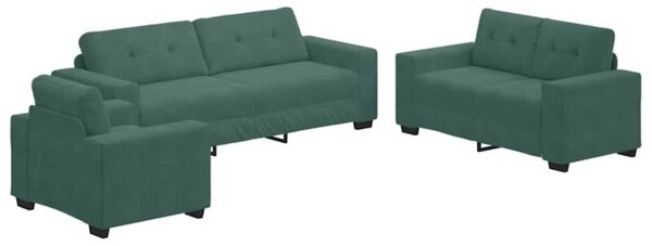 Sofa 3 szt. ciemna zieleÅ tkanina lniana
