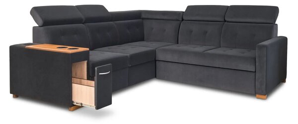 Narożnik Tulum XII tkanina 240/250 cm 1x relax elektryczny, barek, uchwyty na kubki, gniazdko zasilające