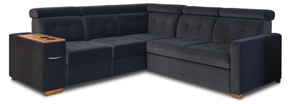 Narożnik Tulum XII tkanina 240/250 cm 1x relax elektryczny, barek, uchwyty na kubki, gniazdko zasilające