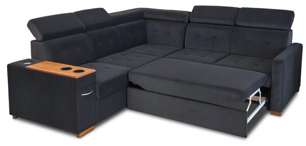 Narożnik Tulum XII tkanina 240/250 cm 1x relax elektryczny, barek, uchwyty na kubki, gniazdko zasilające