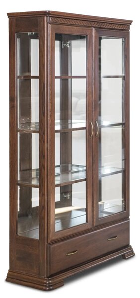 Witryna dębowa witryna szklana Classic 1 2D1S szerokość 110 cm