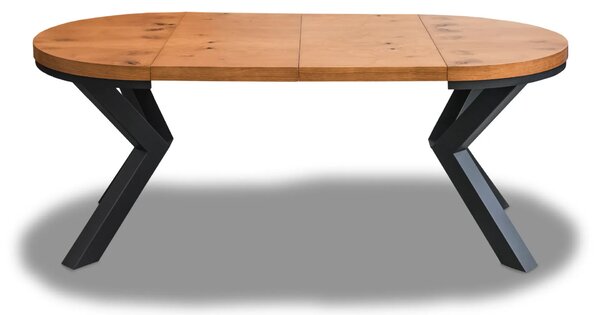 Stół okrągły rozkładany fi 100 + 2 x 50 cm LOFT z designerskimi nogami