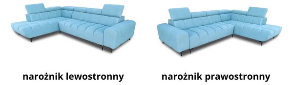 Narożnik Boni 200/310 cm, regulowane zagłówki, pikowany