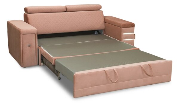 Nowoczesna Sofa KESLER I, podświetlenie + 2 x pufy, ruchome zagłówki