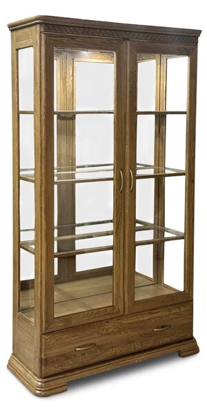 Witryna dębowa witryna szklana Classic 1 2D1S szerokość 110 cm dąb jasny