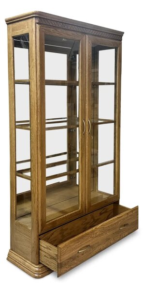 Witryna dębowa witryna szklana Classic 1 2D1S szerokość 110 cm dąb jasny