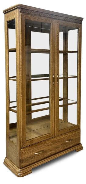 Witryna dębowa witryna szklana Classic 1 2D1S szerokość 110 cm dąb jasny