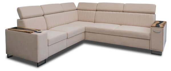 Narożnik Relax Simba II 250/280 cm - funkcja spania, podłokietniki z orzecha+żywica HIT!