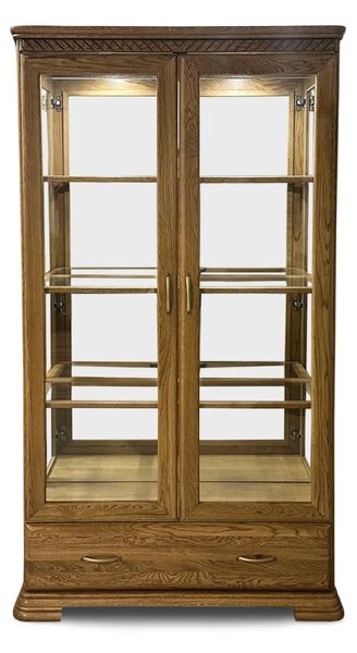 Witryna dębowa witryna szklana Classic 1 2D1S szerokość 110 cm dąb jasny