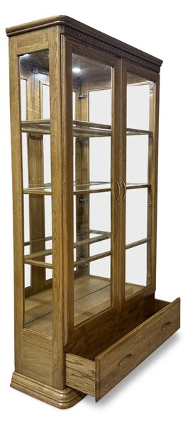 Witryna dębowa witryna szklana Classic 1 2D1S szerokość 110 cm dąb jasny