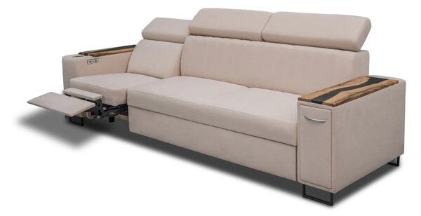 Kanapa Relax Simba V 250 cm - funkcja spania, podłokietniki z orzecha+żywica HIT!