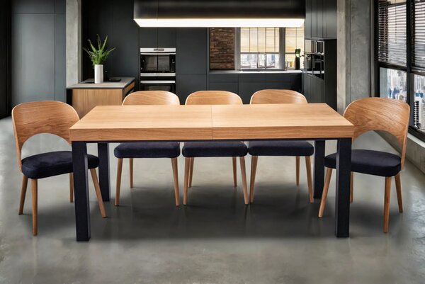 Zestaw: Stół Kuba 160/90 + 2 x 40 cm + krzesła KW112
