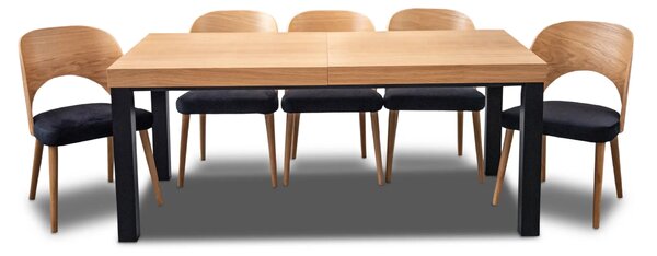 Zestaw: Stół Kuba 160/90 + 2 x 40 cm + krzesła KW112