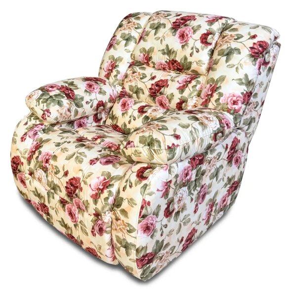 Fotel do salonu BORYS RELAX manualny / bujany w tkaninie w kwiaty styl angielski