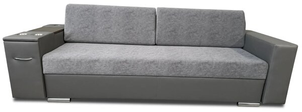 Trzyosobowa sofa rozkładana Gazebo z barkiem, skóra naturalna, tkanina