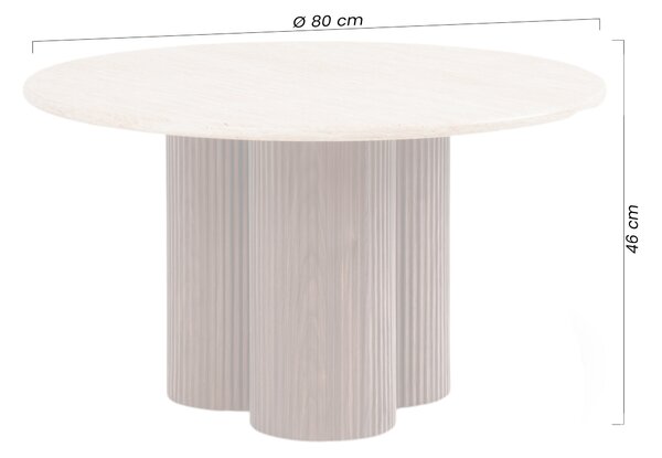 Stolik kawowy okrągły Massia 80 cm do salonu - trawertyn / orzech