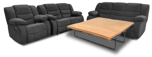 Komplet wypoczynkowy Borys Sofa 3os. z f.spania Sofa 2os. z 2relaxami, Fotel z relaxem