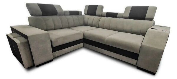 Narożnik logo V 270/210 cm podświetlenie LED, funkcją spania, ruchome zagłówki