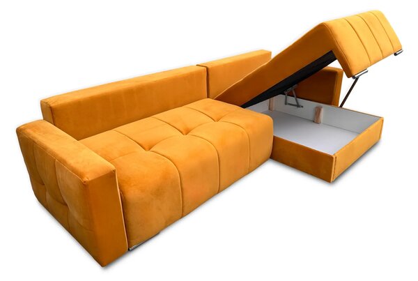 Narożnik Yellow 150/230 cm, funkcja spania, pojemnik na pościel