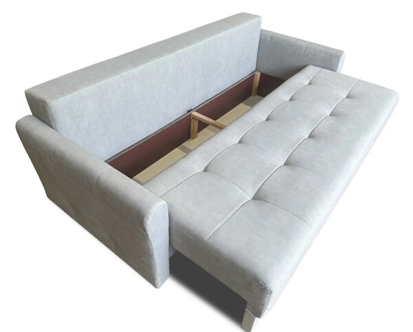 Sofa Ella pikowana z funkcją spania, pojemnik na pościel 225x95 cm