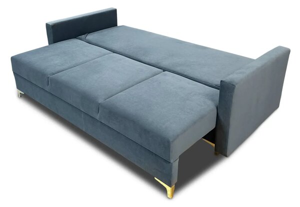 Sofa Livia modułowa z pufą 220 cm funkcja spania, pojemnik na pościel