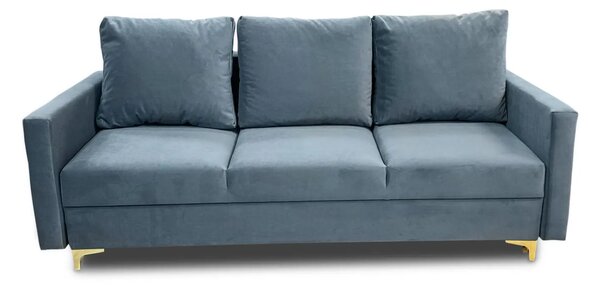 Sofa Livia modułowa z pufą 220 cm funkcja spania, pojemnik na pościel