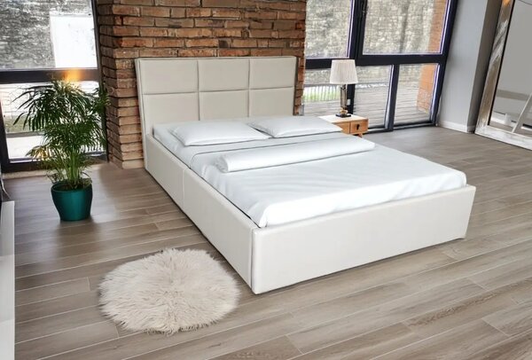 Łóżko sypialniane KENZO 140/200 cm skóra naturalna z pojemnikiem