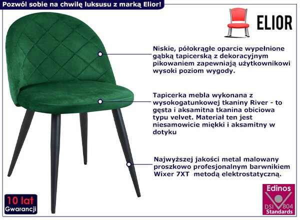 Zestaw welurowych krzeseł 4 sztuki butelkowa zieleń F9-S68
