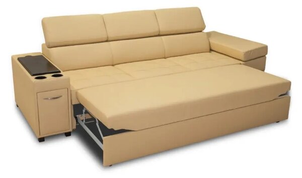 Sofa Infinity IV z funkcją spania, 3 osobowa z barkiem, powerportem 100% skóra naturalna