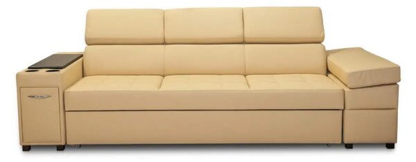 Sofa Infinity IV z funkcją spania, 3 osobowa z barkiem, powerportem 100% skóra naturalna