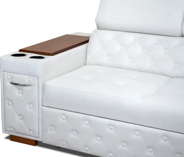 Sofa Infinity Pik Glamour z funkcją spania, 3 osobowa z barkiem, powerportem