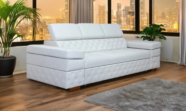 Sofa Infinity Pik Glamour z funkcją spania, 3 osobowa z barkiem, powerportem
