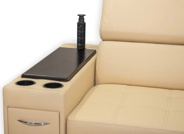 Sofa Infinity IV z funkcją spania, 3 osobowa z barkiem, powerportem 100% skóra naturalna
