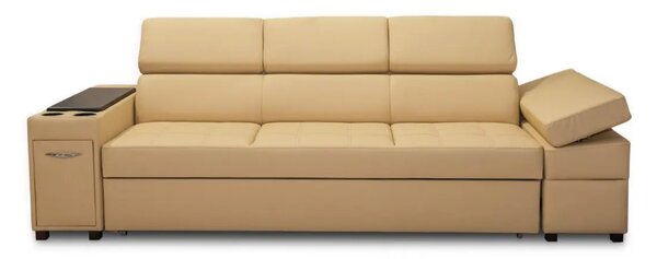 Sofa Infinity IV z funkcją spania, 3 osobowa z barkiem, powerportem 100% skóra naturalna