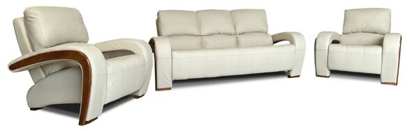 Skórzany zestaw mebli do salonu, komplet wypoczynkowy 3+1+1 Apollo 3 osobowa kanapa i 2 fotele 100% Skóra naturalna