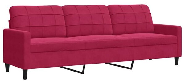 Sofa 3-osobowa, winna czerwieÅ, 210 cm, obita aksamitem