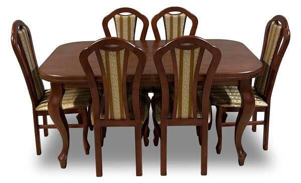 Zestaw: Stół rozkładany Ludwik 160/90cm + 6 krzeseł KW15