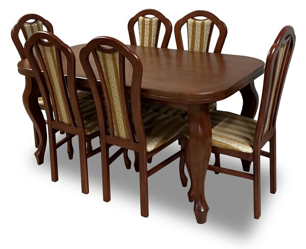 Zestaw: Stół rozkładany Ludwik 160/90cm + 6 krzeseł KW15