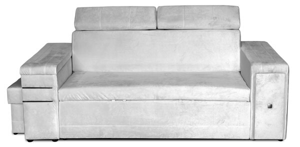 Nowoczesna Sofa KESLER I, podświetlenie + 2 x pufy, ruchome zagłówki