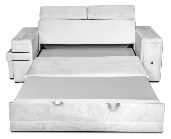 Nowoczesna Sofa KESLER I, podświetlenie + 2 x pufy, ruchome zagłówki