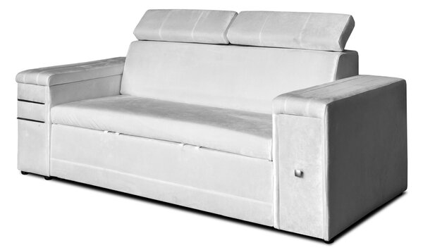Nowoczesna Sofa KESLER I, podświetlenie + 2 x pufy, ruchome zagłówki