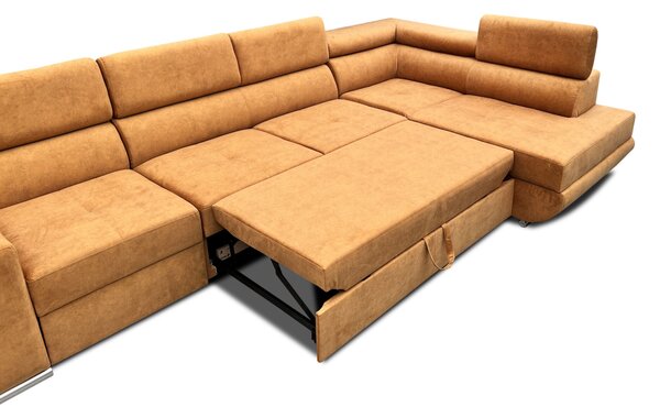 Narożnik rozkładany, kanapa narożna 330/200 cm Jerry I relax , ruchome zagłówki tkanina Premium